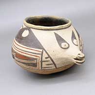 Polychrome animal effigy jar with a geometric design
 by Lydia Quezada of Mata Ortiz and Casas Grandes