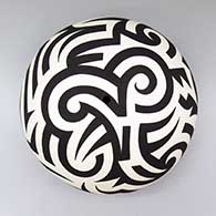 Large black-on-white seed pot with a bold geometric design
 by Eric Lewis of Acoma