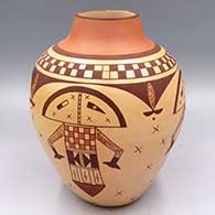 Polychrome jar with a katsina and geometric design