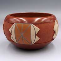 Polychrome Potsuwi'i bowl carved, etched and painted with a geometric design