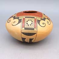 A four-panel bird element and geometric design by Vernida Polacca, a Hopi-Tewa potter
