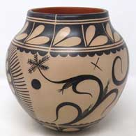 Polychrome jar with corn plant and geometric design