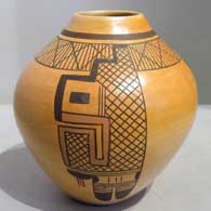Polychrome jar decorated with a bird element and geometric design