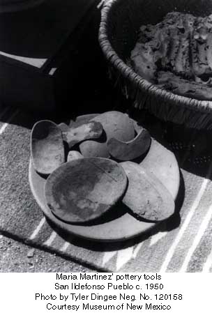 Maria Martinez pottery tools

San Ildefonso Pueblo c. 1950

Photo by Tyler Dingee Neg. No. 120158

Courtesy Museum of New Mexico