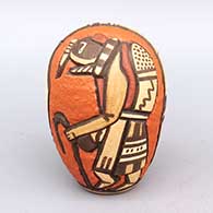 Polychrome seed pot with carved-and-painted katsina and geometric design
 by Carla Nampeyo of Hopi