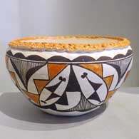 Polychrome jar with pie crust rim and geometric design 
 by Unknown of Acoma