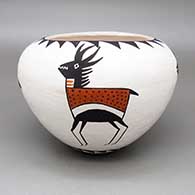 Polychrome jar with a four-panel Mimbres antelope and geometric design
 by Dolores Lewis of Acoma