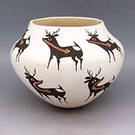 Polychrome jar with deer with heart-line and geometric design
 by Rose Chino Garcia of Acoma
