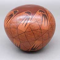 Polychrome seed pot with a migration pattern geometric design
 by Nona Naha of Hopi