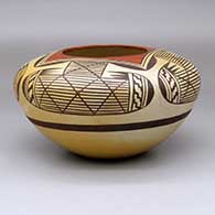 A polychrome jar with a four-panel migration pattern design
 by Elva Nampeyo of Hopi