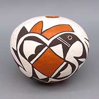 Polychrome seed pot with geometric design
 by Lucy Lewis of Acoma