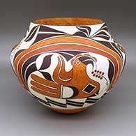 Polychrome jar with parrot, floral, and geometric design
 by Joseph Cerno Sr of Acoma