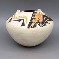 Polychrome jar with applique snake and painted geometric design
 by Stella Shutiva of Acoma