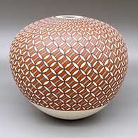 Large polychrome seed pot with a geometric design
 by Grace Chino of Acoma