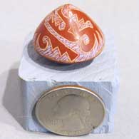 Miniature polychrome seed pot with sgraffito and painted avanyu and geometric design
 by Rosemary Lonewolf of Santa Clara