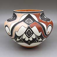 Polychrome jar with a geometric design, based on a design from the early 1800s
 by Wanda Aragon of Acoma