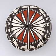 Polychrome seed pot with a checkerboard and geometric design
 by Cletus Victorino of Acoma