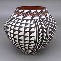 Polychrome jar with a checkerboard and geometric design
 by Sandra Victorino of Acoma