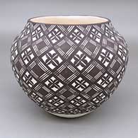 Black and white jar with a geometric design
 by Sandra Victorino of Acoma