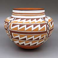 Polychrome jar with a fine line, checkerboard, and geometric design
 by Robert Patricio of Acoma