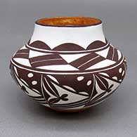 Small polychrome jar with a geometric design; based on a historical piece from 1870-1880
 by Delores Aragon Juanico of Acoma