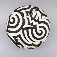 Large black-on-white seed pot with a painted bold geometric design
 by Eric Lewis of Acoma