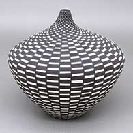 Black-on-white seed pot with a checkerboard design
 by Sandra Victorino of Acoma