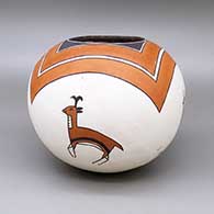 Polychrome jar with a four-panel deer-with-heart-line, antelope, and rainbow geometric design
 by Drew Lewis of Acoma