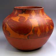Large polychrome storage jar with a 4-panel bird, cloud and geometric design
 by Unknown of Zia