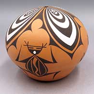 Polychrome seed pot with frog, dragonfly, tadpole, and geometric design
 by Anderson Jamie Peynetsa of Zuni