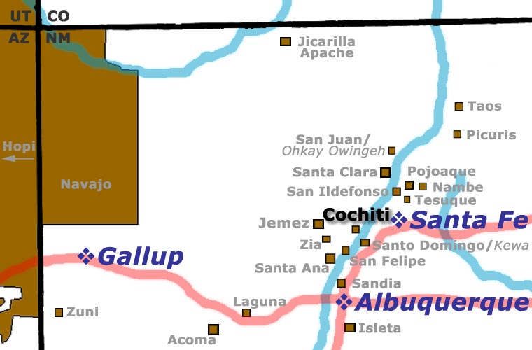 Map showing location of Cochiti Pueblo