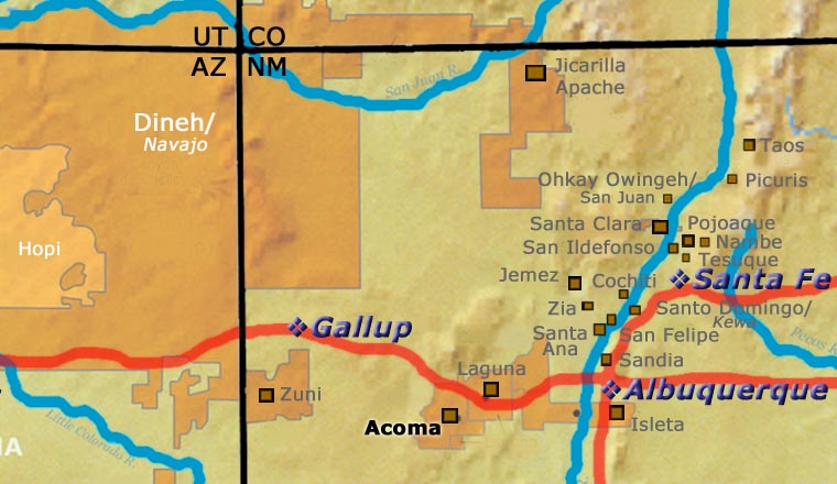Map showing location of Acoma Pueblo