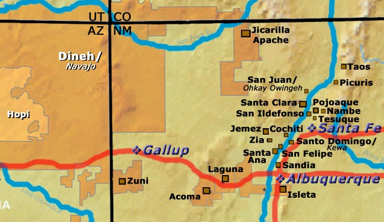 Locations of the Pueblos