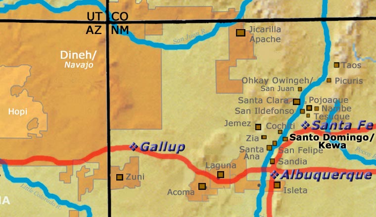 Map showing the location of Santo Domingo Pueblo