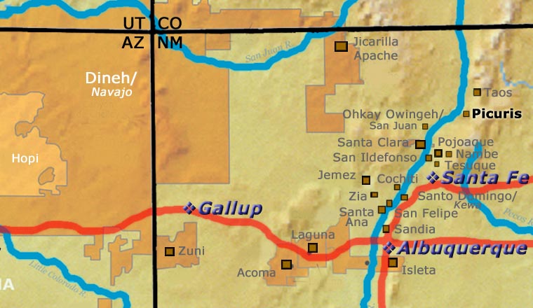 Map showing location of Picuris Pueblo