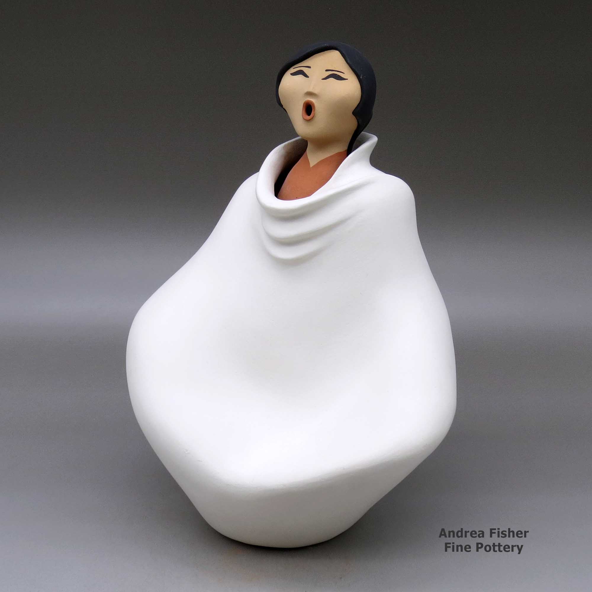 Click or tap to see a larger view A polychrome Singing Mother wearing a manta made by Rose Pecos-Sun Rhodes of Jemez