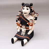 A sitting grandmother storyteller figure with eight children
 by Esther Suina of Cochiti
