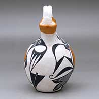 A polychrome wedding vase decorated with a two-panel bird element and geometric design, click or tap to see a larger version
