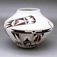 A polychrome jar decorated with a two-panel bird element and geometric design
 by Donna Robertson of Hopi