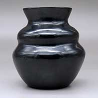 A plain, polished black double-shoulder jar with a flared rim, click or tap to see a larger version