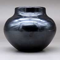 A plain, polished black jar with a short neck, click or tap to see a larger version
