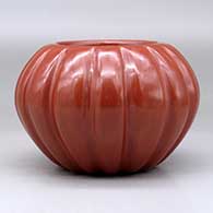 A red melon bowl carved with 16 ribs, click or tap to see a larger version