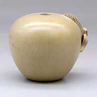 A small buff seed pot decorated with an ear of corn applique, click or tap to see a larger version