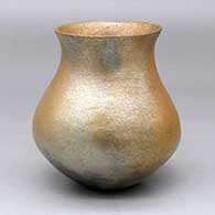 A golden micaceous water jar with fire clouds
 by Anthony Durand of Picuris