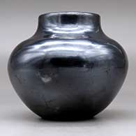 A plain, polished black jar with fire clouds, click or tap to see a larger version