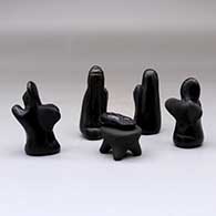 A six piece black on black nativity set, click or tap to see a larger version