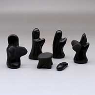 A six piece black on black nativity set, click or tap to see a larger version