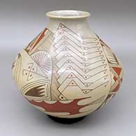 Polychrome jar with a flared opening and a geometric design
 by Felix Ortiz of Mata Ortiz