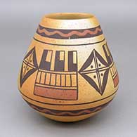Polychrome jar with fire clouds and a geometric design
 by Dee Setalla of Hopi