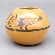 Small polychrome jar with fire clouds and a bird and dragonfly design
 by Alice Dashee of Hopi